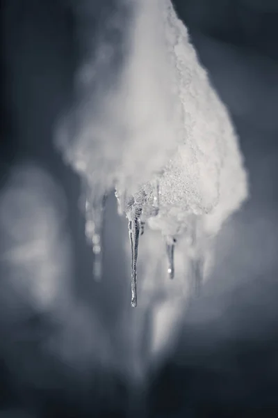 Natürliche Eiszapfen Auf Unscharfem Hintergrund — Stockfoto