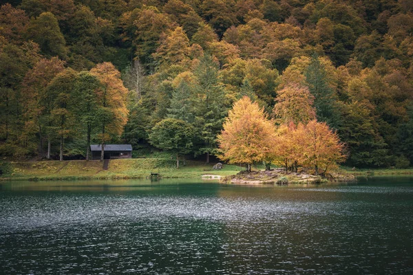 Jezero Podzim Bethmale Francii — Stock fotografie