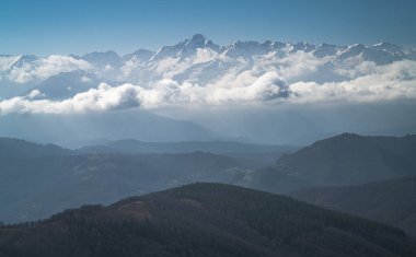clouds over the Pyrenees mountains in Ariege France