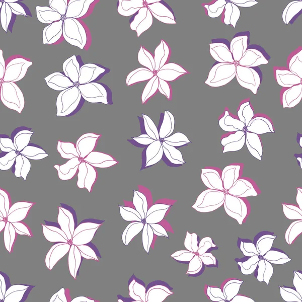 Vecteur Motif Sans Couture Fleurs Multicolores Avec Ombre Illustration Botanique — Image vectorielle