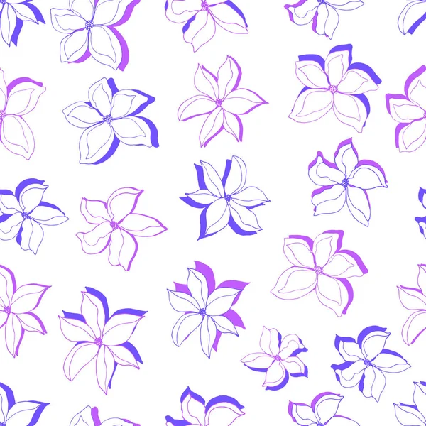 Vecteur Motif Sans Couture Fleurs Multicolores Avec Ombre Illustration Botanique — Image vectorielle