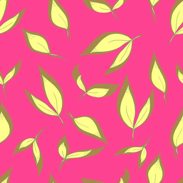 Vektor Nahtlose Muster Von Blättern Mit Gelben Schatten Für Stoffe — Stockvektor