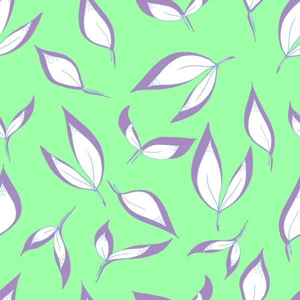 Vektor Nahtlose Muster Von Blättern Mit Lila Schatten Auf Dem — Stockvektor