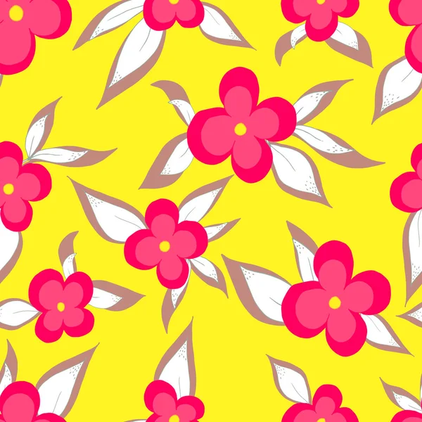 Vektornahtlose Musterblumen Mit Blättern Botanische Illustration Für Hintergrund Tapete Textil — Stockvektor