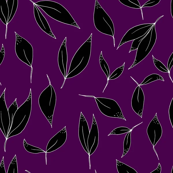 Vektornahtloses Muster Aus Blättern Und Zweigen Einfache Botanische Illustration — Stockvektor