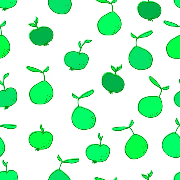 Poires Pommes Vecteur Motif Sans Couture Fruits Aux Feuilles Régime — Image vectorielle