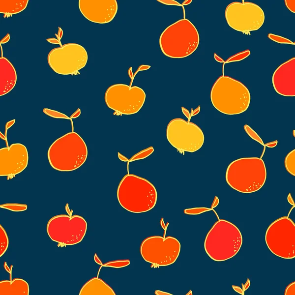 Poires Pommes Vecteur Motif Sans Couture Fruits Aux Feuilles Régime — Image vectorielle