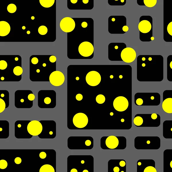 Бесшовные Векторные Шаблоны Кубов Точек Круглые Углы Черный Желтый Белый — стоковый вектор