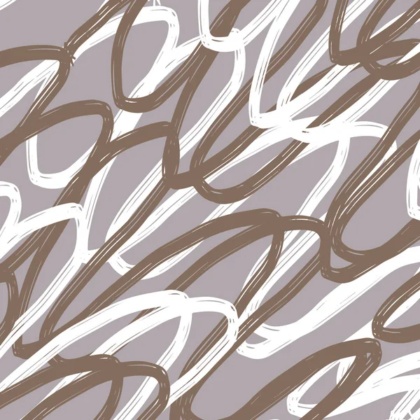 Gribouiller Motif Abstrait Irrégulier Vagues Chaotiques Zigzags Sur Fond Beige — Image vectorielle