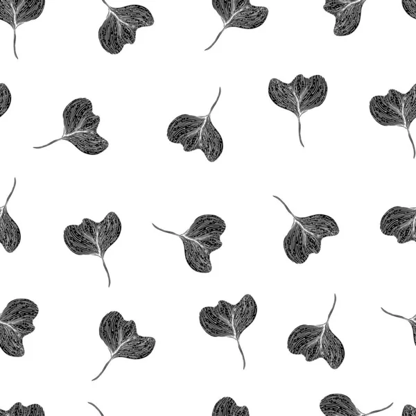 Листья Полосками Венах Векторная Бесшовная Ботаническая Иллюстрация Текстиля Тканей Упаковки — стоковый вектор