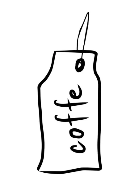 Etichetta Della Corda Con Vettore Lettering Del Caffè Isolato Bianco — Vettoriale Stock