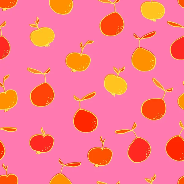 Birnen Und Äpfel Vektoren Ein Nahtloses Muster Obst Mit Blättern — Stockvektor