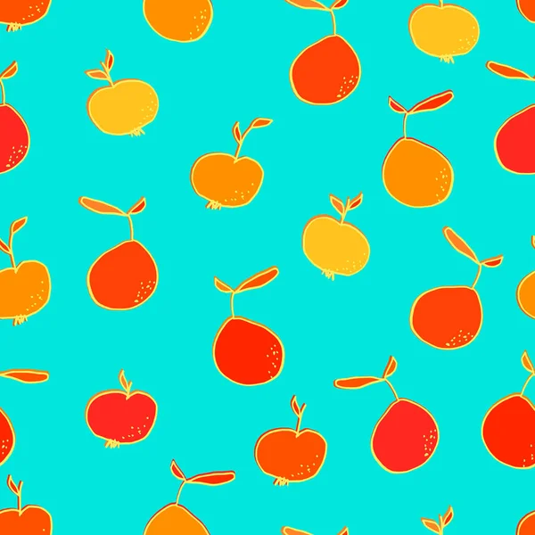 梨とりんごのベクトルシームレスパターン 葉のある果物 食事ビタミンの背景 — ストックベクタ
