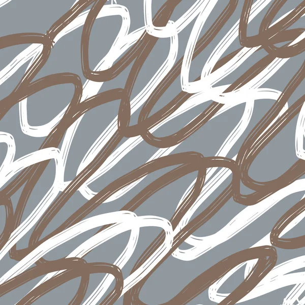 Doodle Abstrakte Muster Unregelmäßige Chaotische Wellen Zickzack Auf Kontrastierendem Beigen — Stockvektor