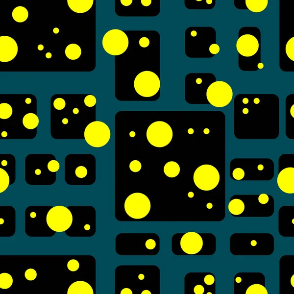 Бесшовные Векторные Шаблоны Кубов Точек Круглые Углы Черный Желтый Белый — стоковый вектор