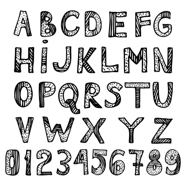 対照的な背景にドットやストライプの装飾が施された英語のアルファベット文字孤立した要素 — ストックベクタ