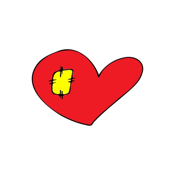 Contour Cœur Dessin Main Avec Fond Pinceau Modèle Amour Carte — Image vectorielle