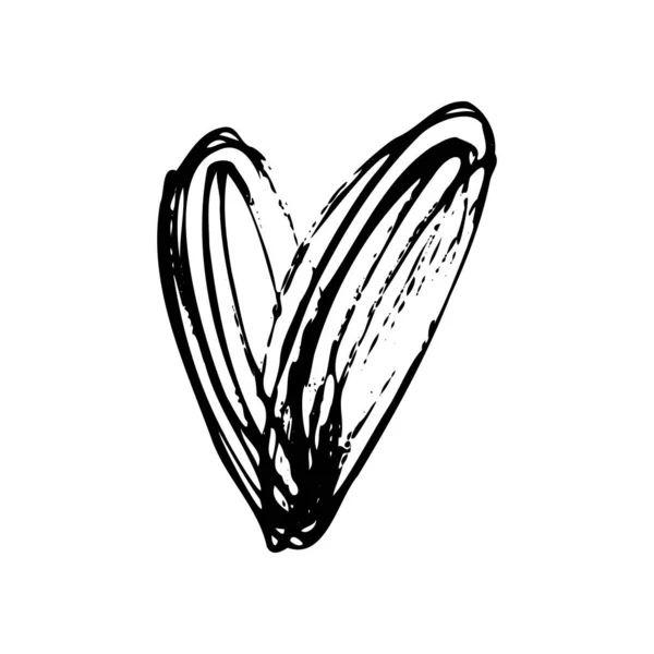 筆の背景を持つハートコンターの手描き 愛のパターン 絵葉書 ハート抽象的な背景 — ストックベクタ