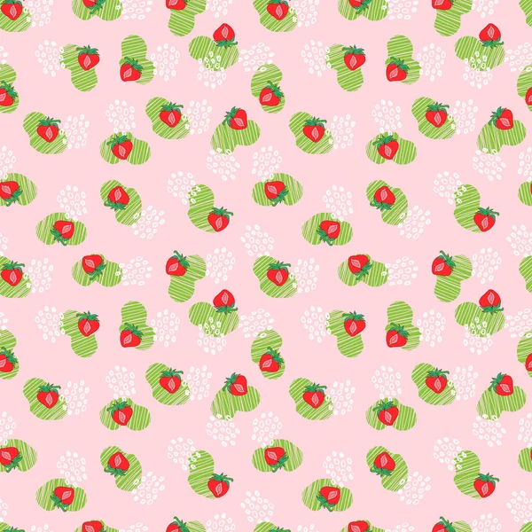 Strawberry Berry Vector Seamless Pattern Dots Abstract Spots Background — Stock Vector