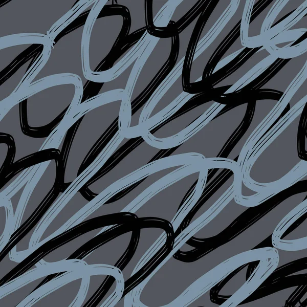 Doodle Abstract Patroon Onregelmatige Chaotische Golven Zigzags Contrasterende Beige Achtergrond — Stockvector