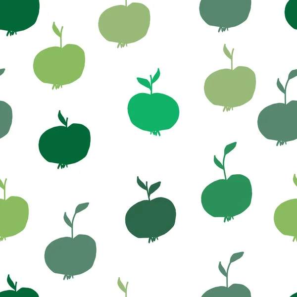 Grüne Äpfel Vektor Nahtlose Muster Obst Mit Blättern Diät Vitamin — Stockvektor