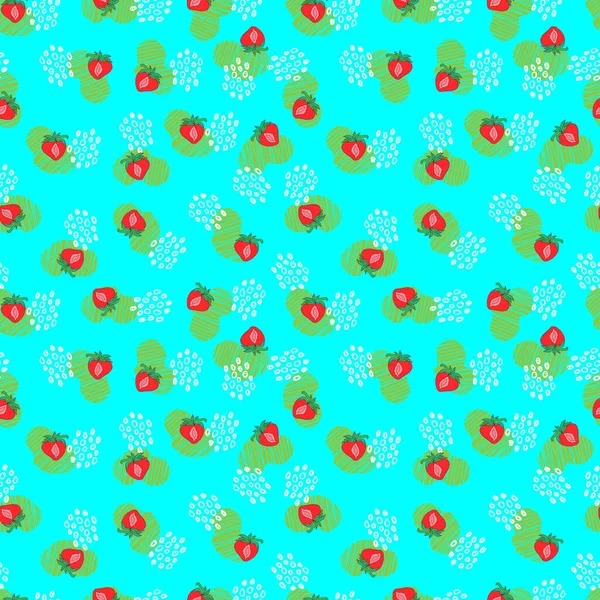 Strawberry Berry Vector Seamless Pattern Dots Abstract Spots Background — Stock Vector