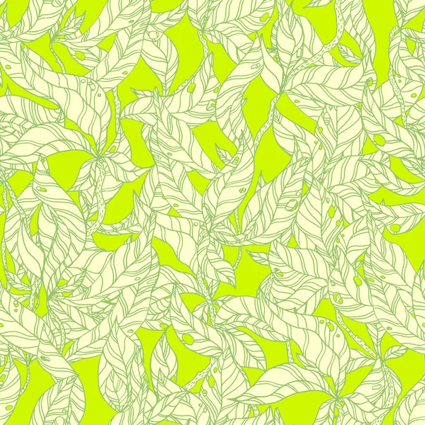 木製の小枝ベクトルシームレスなパターン白の葉 — ストックベクタ