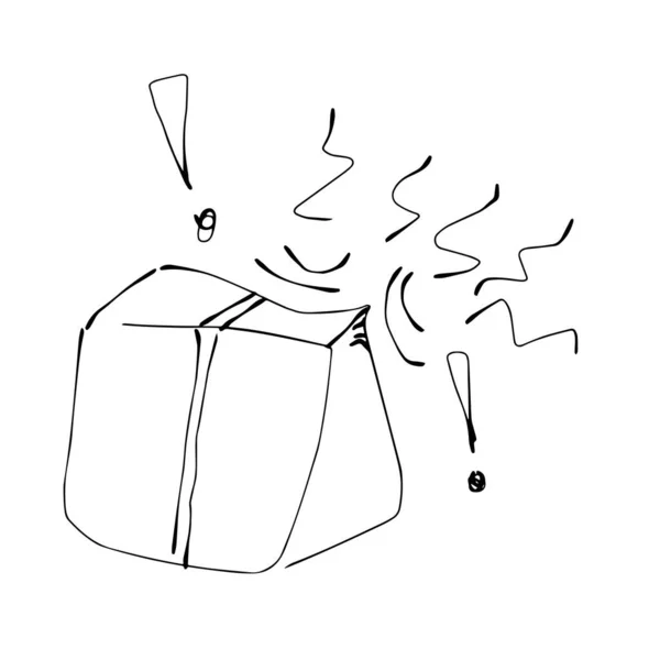 Поврежденная Коробка Скомканными Углами Векторная Иллюстрация Хрупкая Поврежденная Доставка Рваная — стоковый вектор