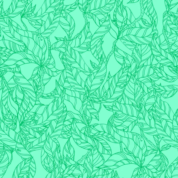 Feuilles Sur Brindilles Bois Vecteur Motif Sans Couture Blanc — Image vectorielle