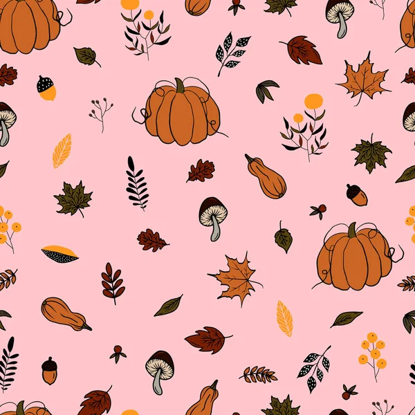 Векторный Бесшовный Узор Осенние Листья Тыквенный Осенний Фон Autumn Clip — стоковый вектор