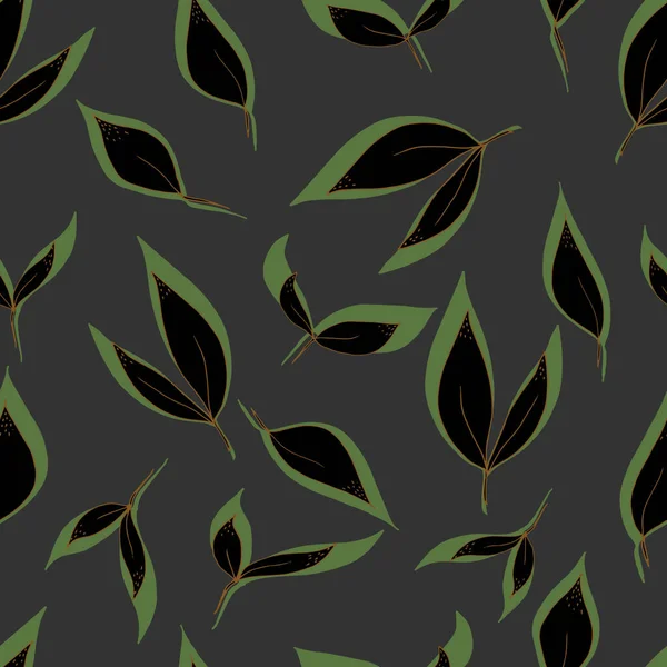 Vector Seamless Pattern Leaves Black Shadow Colour Background Fabrics Textiles — Stock Vector
