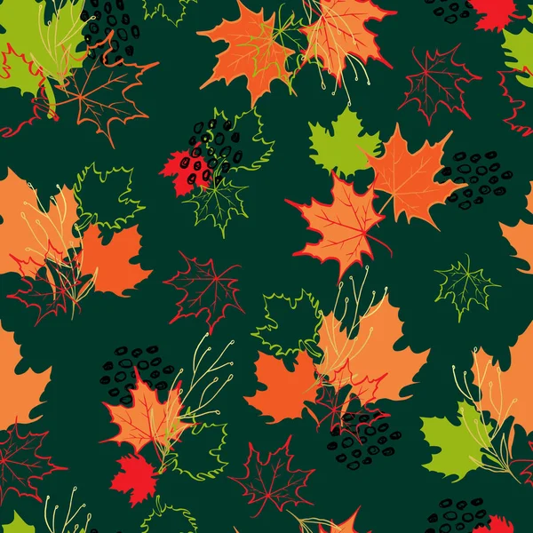 Autumn Leaves Vector Seamless Pattern Background Fabrics Prints Packaging Postcards — Stock Vector