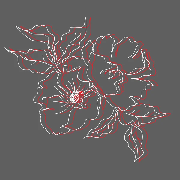 Цветочные Почки Ветви Листьями Изолированный Векторный Фон — стоковый вектор