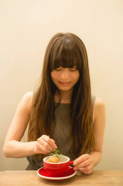 Portrait Beautiful Japanese Woman Long Hair — Stock Photo, Image