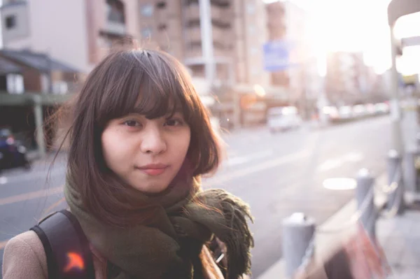 Portrait of a beautiful Japanese woman with long hair.