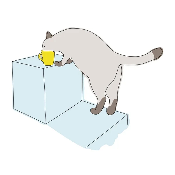 Ilustração Corpo Inteiro Bonito Simples Gato —  Vetores de Stock
