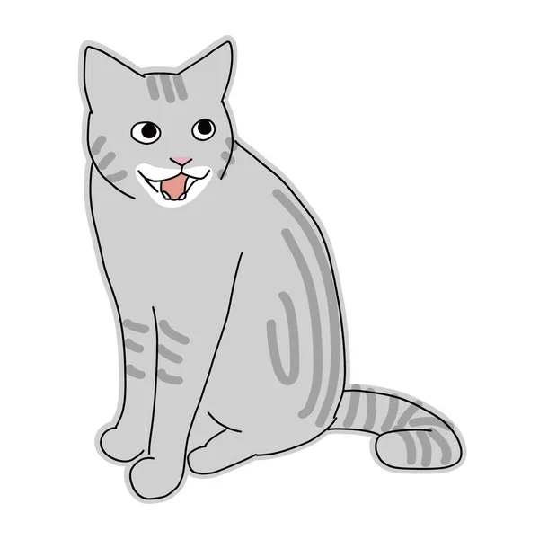 Lindo Simple Ilustración Cuerpo Completo Gato — Vector de stock