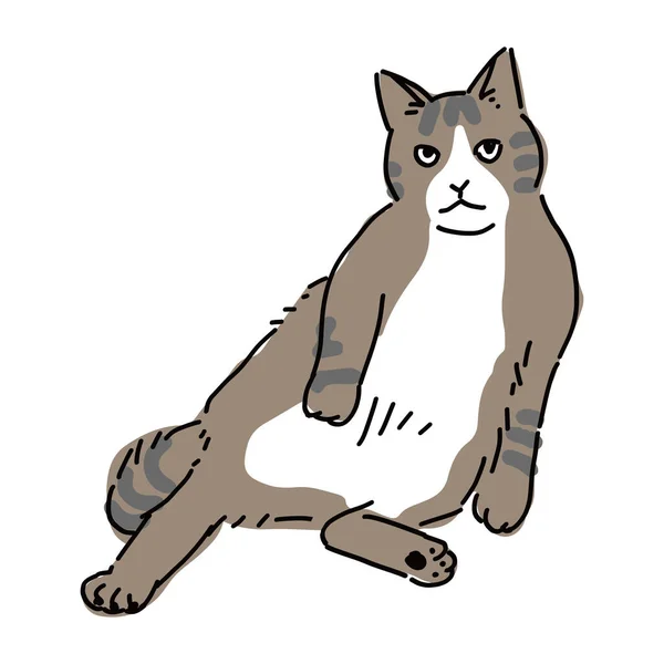 Roztomilá Jednoduchá Celotělová Ilustrace Kočky — Stockový vektor