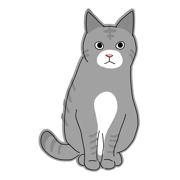 Mignon Simple Illustration Complète Corps Chat — Image vectorielle