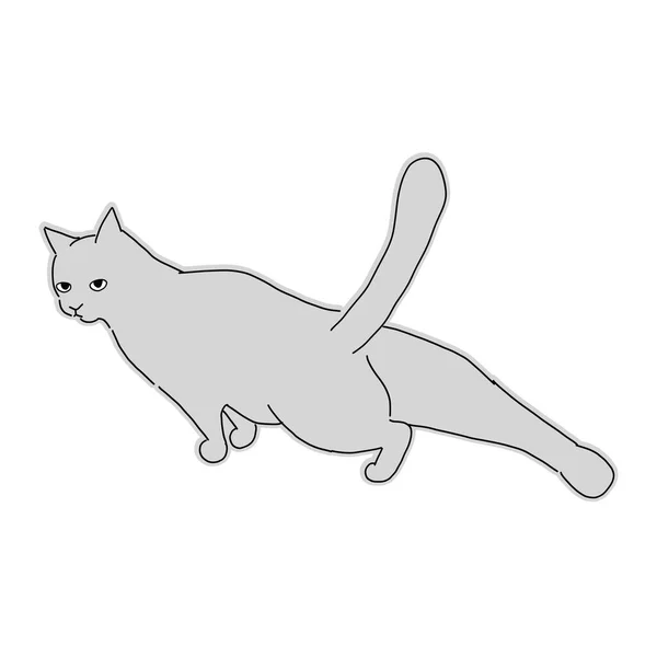 Lindo Simple Ilustración Cuerpo Completo Gato — Vector de stock