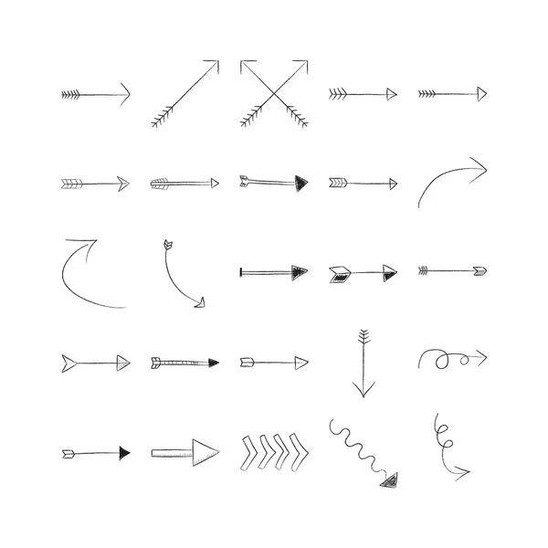 Setas tribais desenhadas à mão — Vetor de Stock