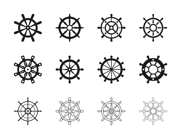 Nautical Ship Wheel Set — Stock Vector