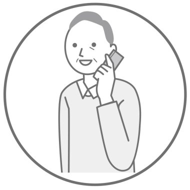 Cep telefonu çalan yaşlı bir adam.