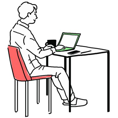 Bilgisayara doğru giden bir adamın görüntüsü