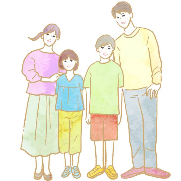 Familia Acuarela Con Una Sonrisa — Vector de stock