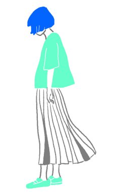 Genç bir kadının moda çizimi