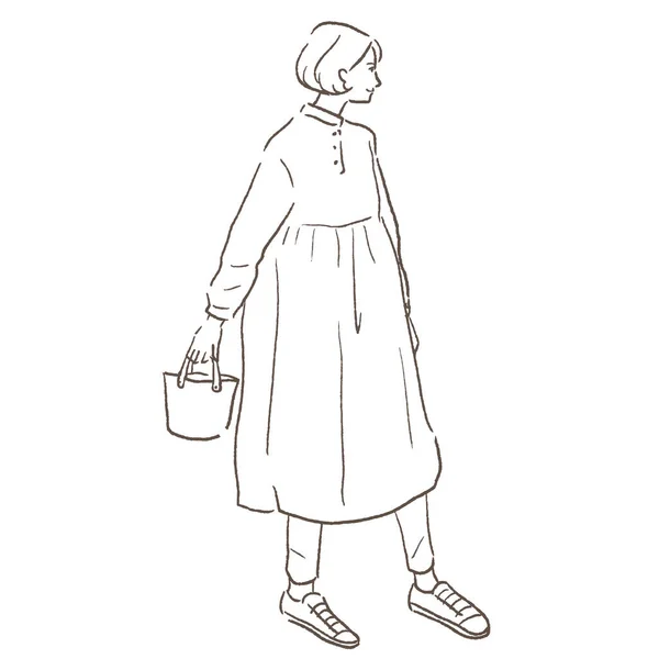 Clip Art Une Femme Robe — Image vectorielle