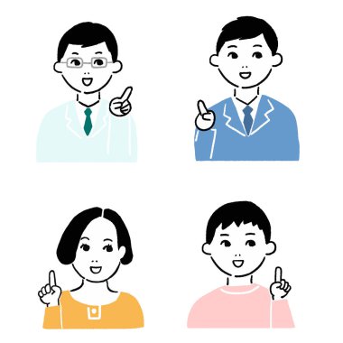 Açıklama yapan kişinin vektör simgesi kümesi