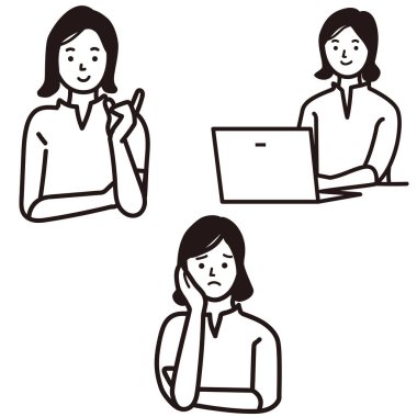 Ofiste bir kadının yüz ifadesi ve pozu..