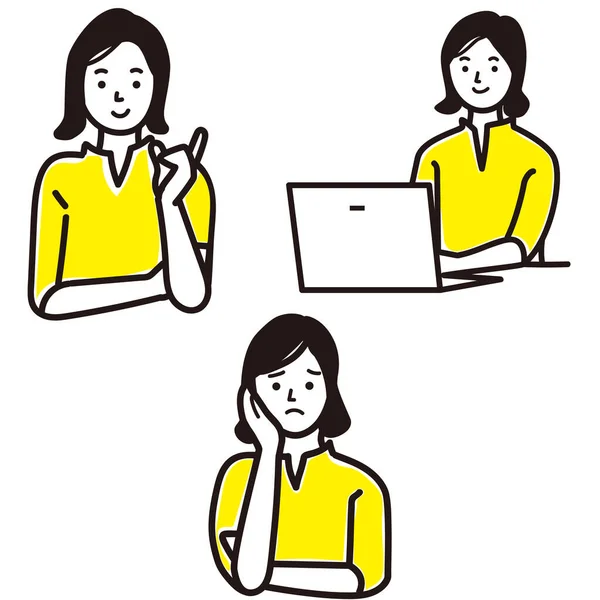 Ofiste bir kadının yüz ifadesi ve pozu..